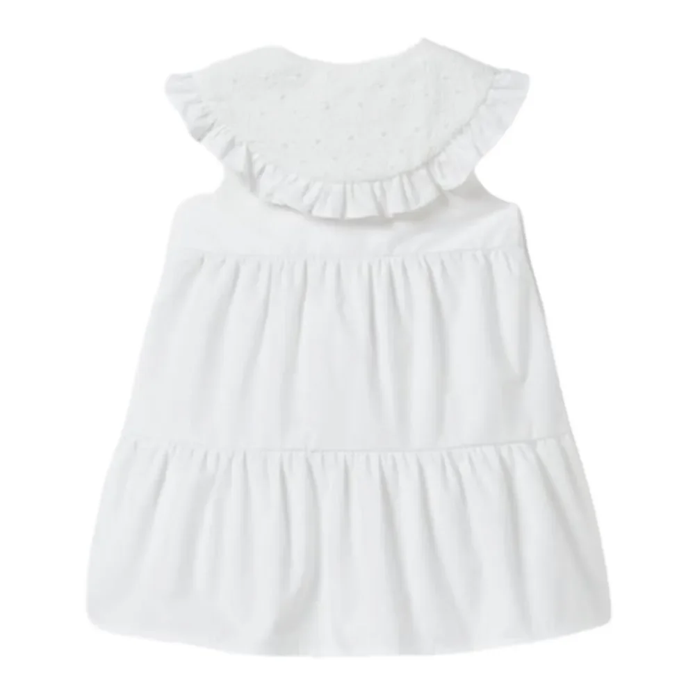 ZARA Kids White Tiered Dress with Embroidered Collar NWT Size 3T 4T